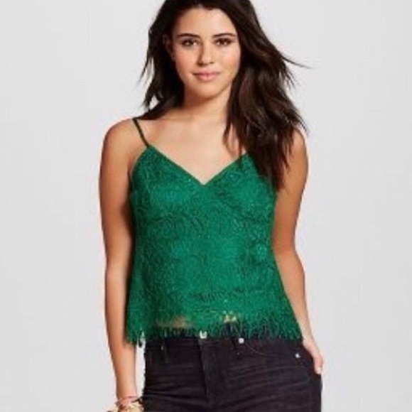 Xhilaration green lace crop top, small. - Picture 1 of 5